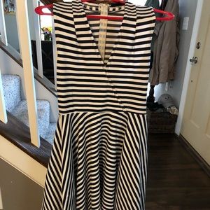 Navy Blue stripped fit and flare mini dress